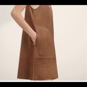 Wilfred Aritzia Trompette Faux Suede Dark Camel Dress Womens Size Small New